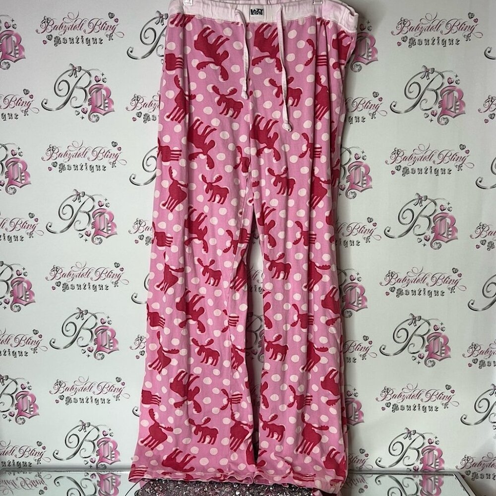 Lazy One pants pj pants yoga XL moose 🫎 Pink and Red Elephant Pajama Pants